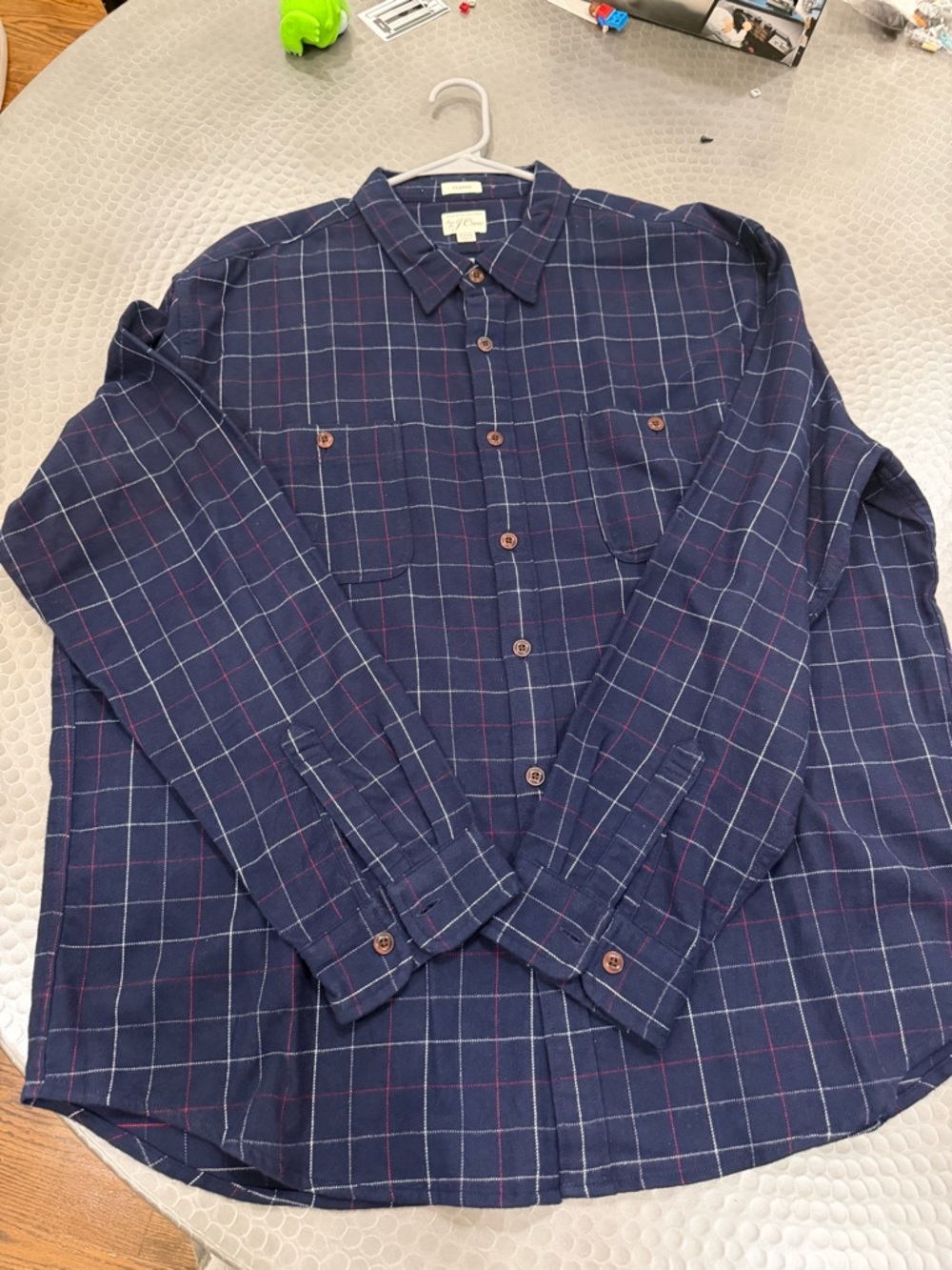 J. Crew Navy Plaid Button-Down Shirt - Picture 3 of 3